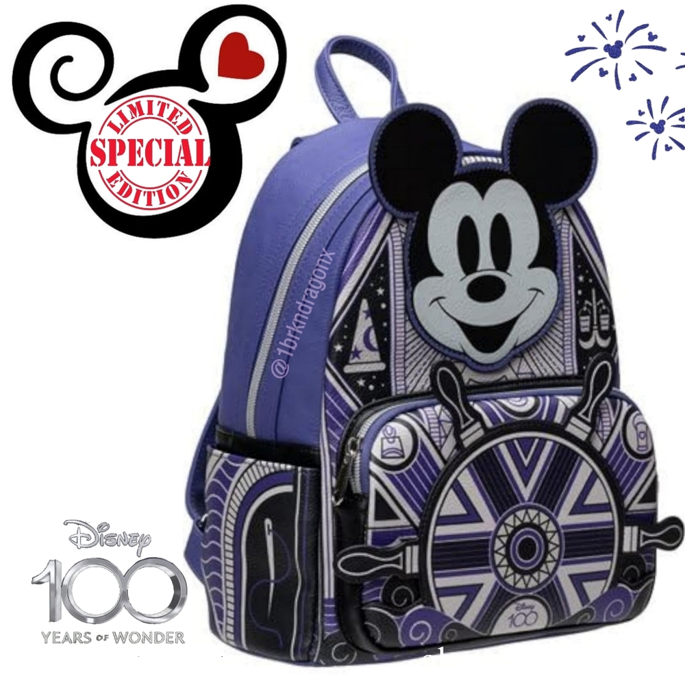 NWT Disney 100 Exclusive LoungeFly Mickey Steamboat Willie Backpack Limited - Picture 7 of 16